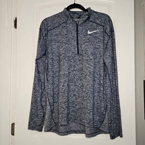 Nike LG heathered blue long sleeve pullover dri fit running